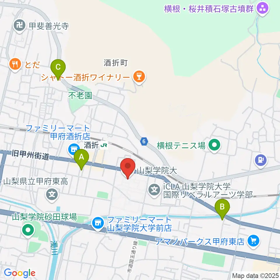 エフエム甲府周辺のホテル一覧地図