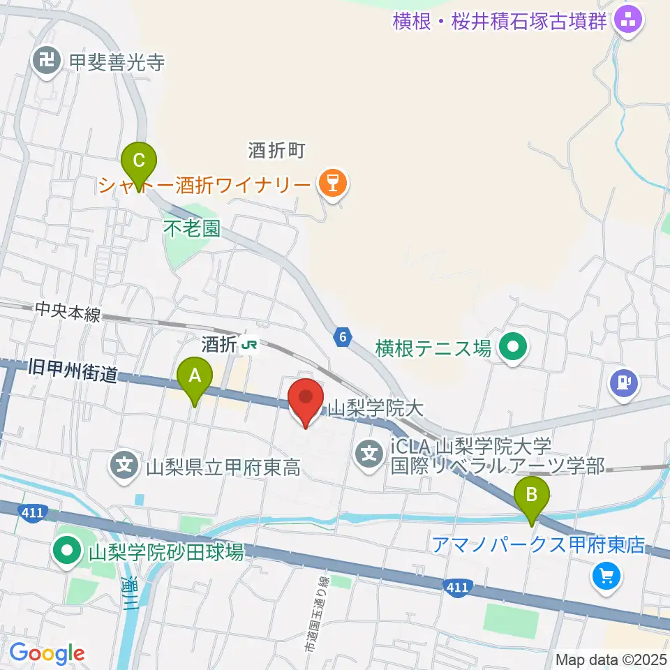 エフエム甲府周辺のホテル一覧地図