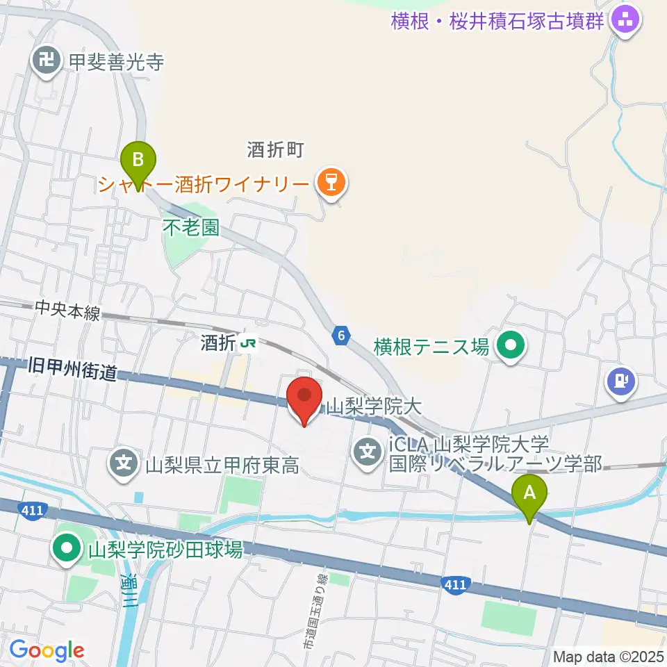 エフエム甲府周辺のホテル一覧地図