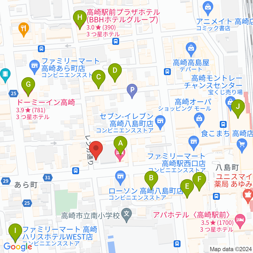 ラジオ高崎周辺のホテル一覧地図