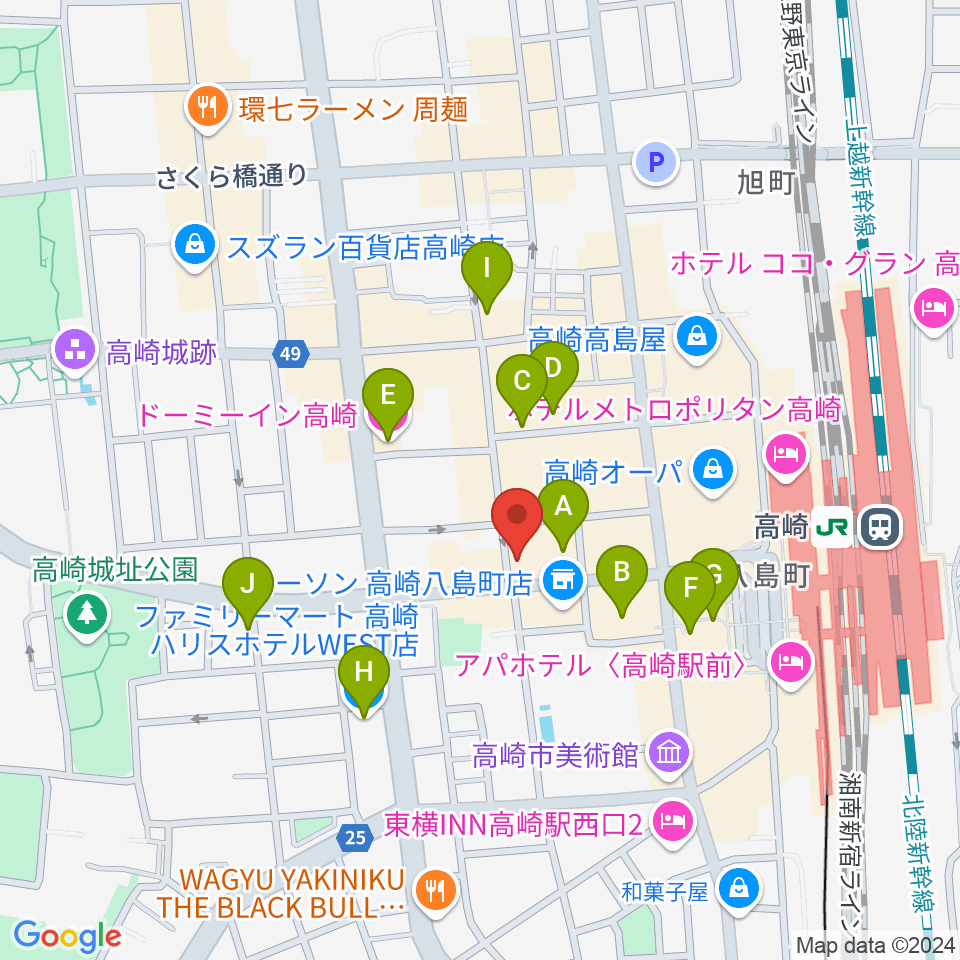 ラジオ高崎周辺のホテル一覧地図