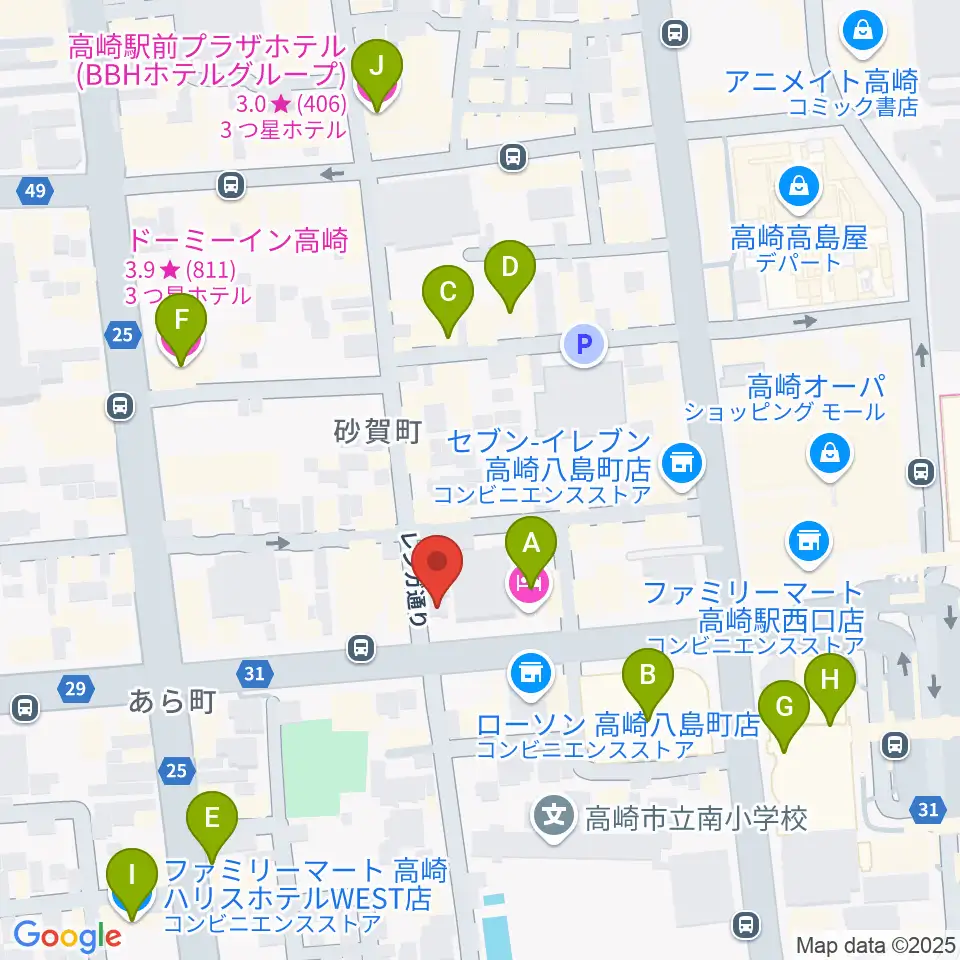 ラジオ高崎周辺のホテル一覧地図