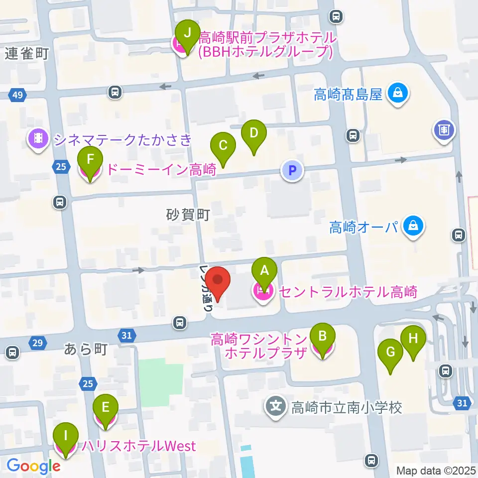 ラジオ高崎周辺のホテル一覧地図