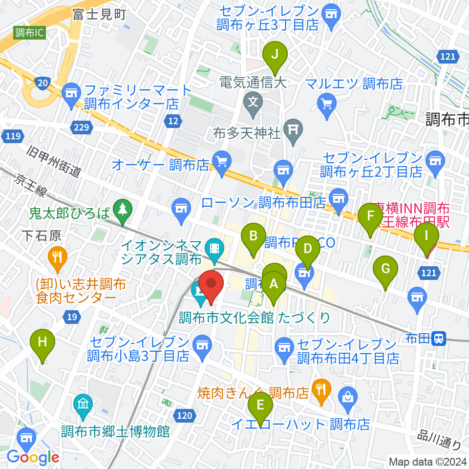 調布FM周辺のホテル一覧地図