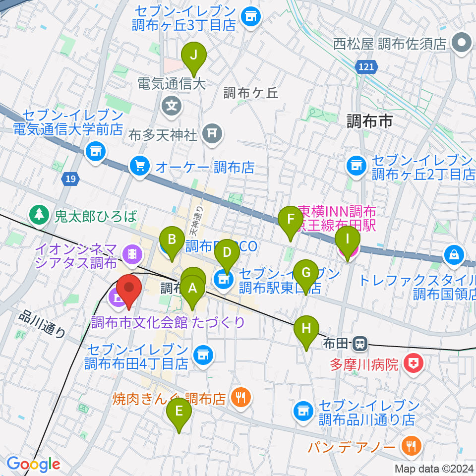 調布FM周辺のホテル一覧地図