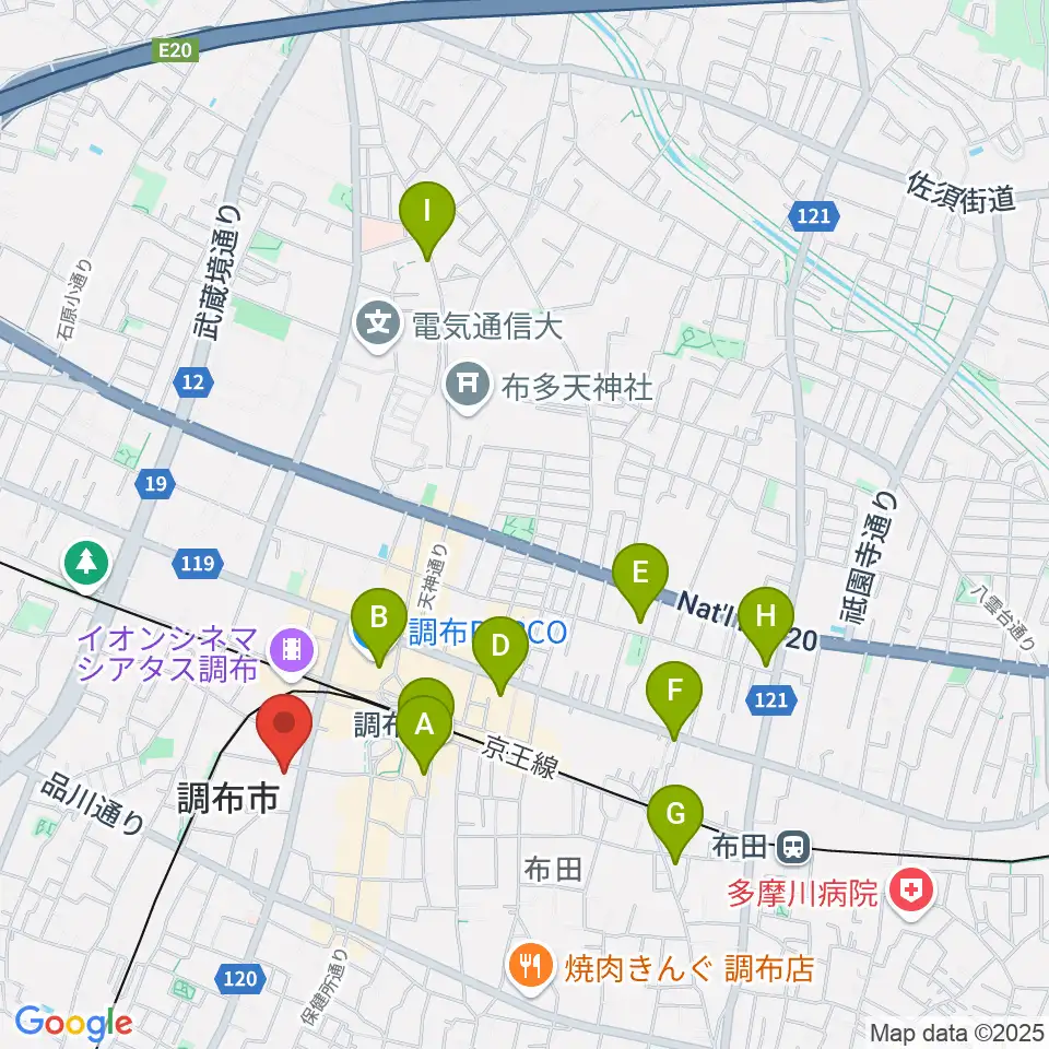 調布FM周辺のホテル一覧地図