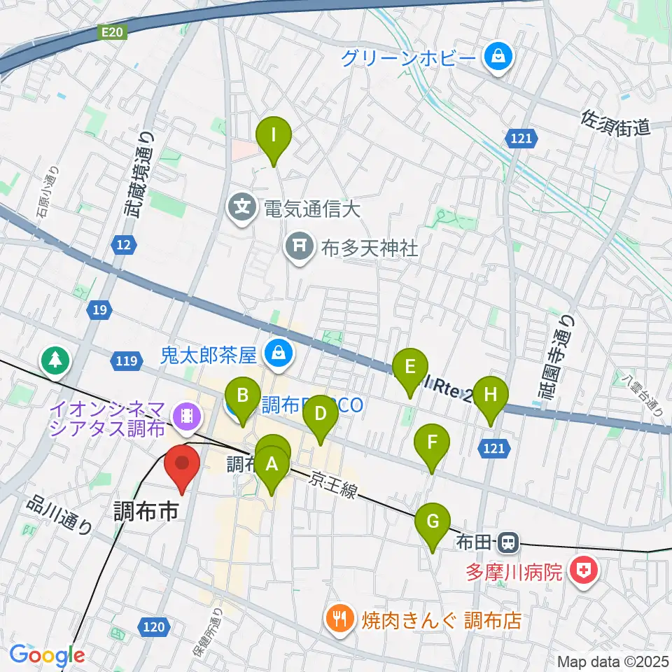 調布FM周辺のホテル一覧地図