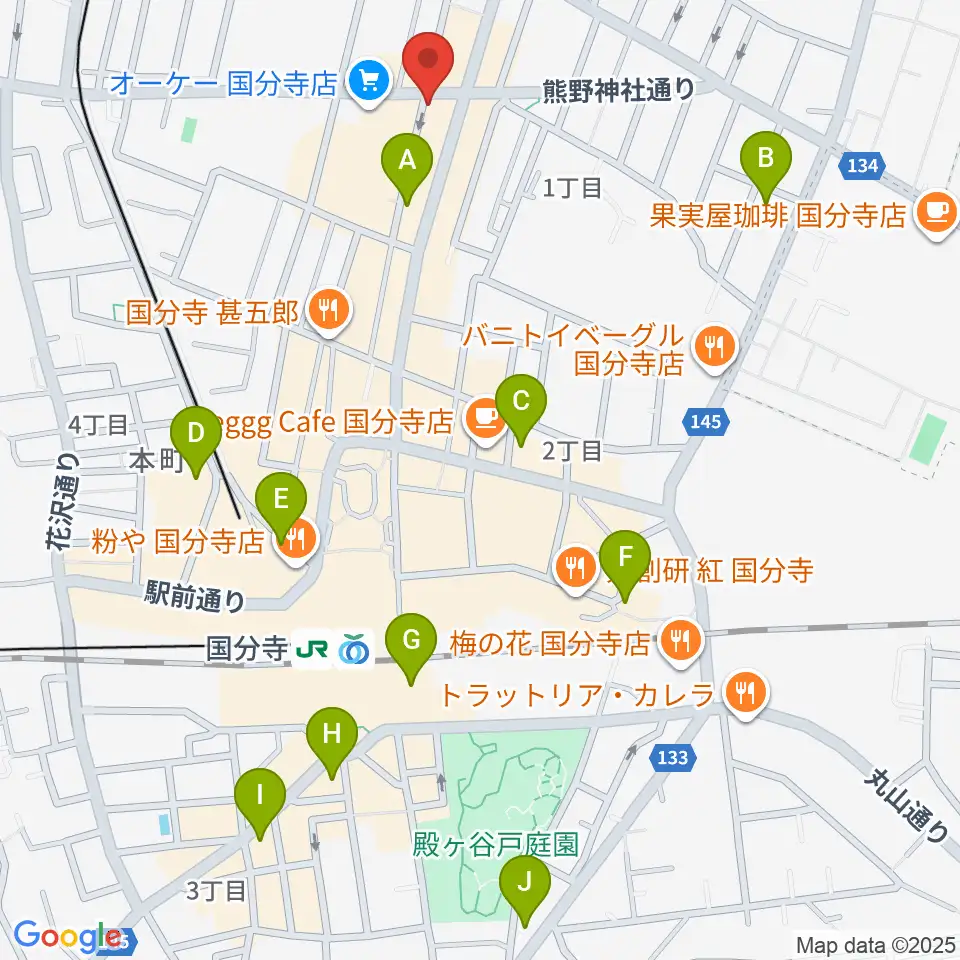 国分寺クラスタ周辺のホテル一覧地図