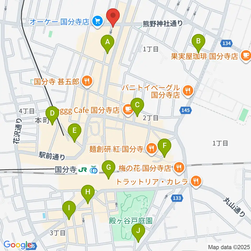 国分寺クラスタ周辺のホテル一覧地図