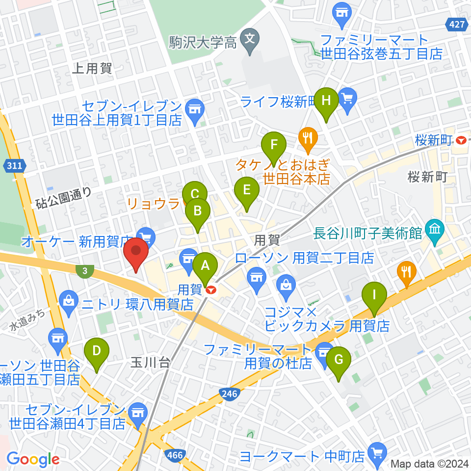 エフエム世田谷周辺のホテル一覧地図