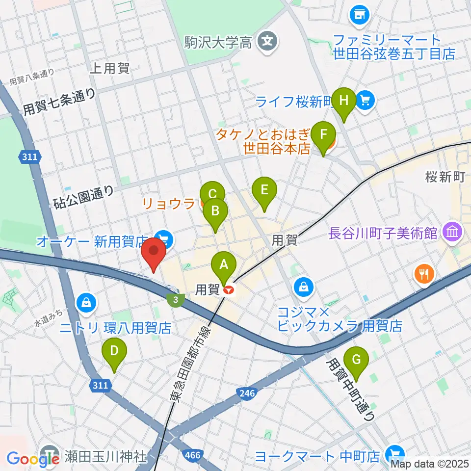 エフエム世田谷周辺のホテル一覧地図