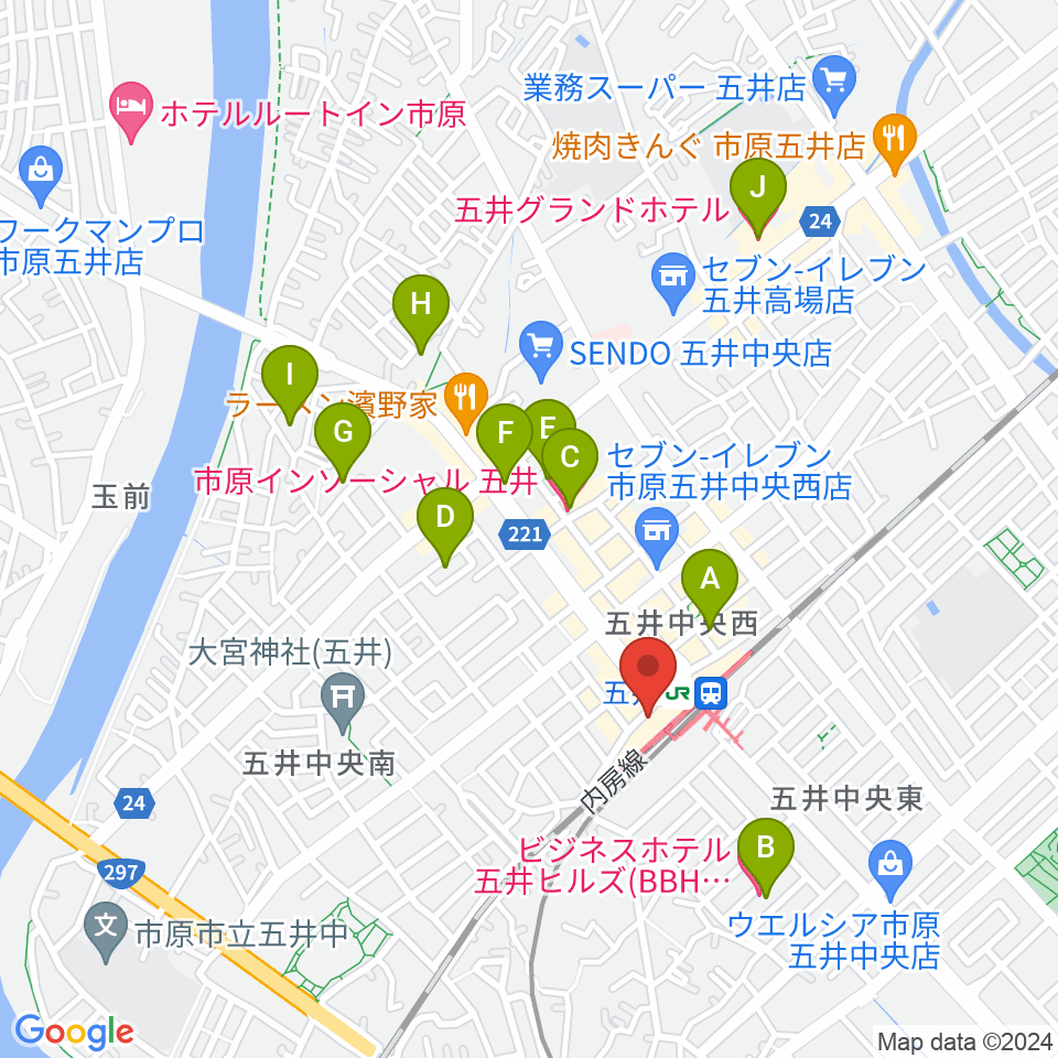 いちはらFM周辺のホテル一覧地図