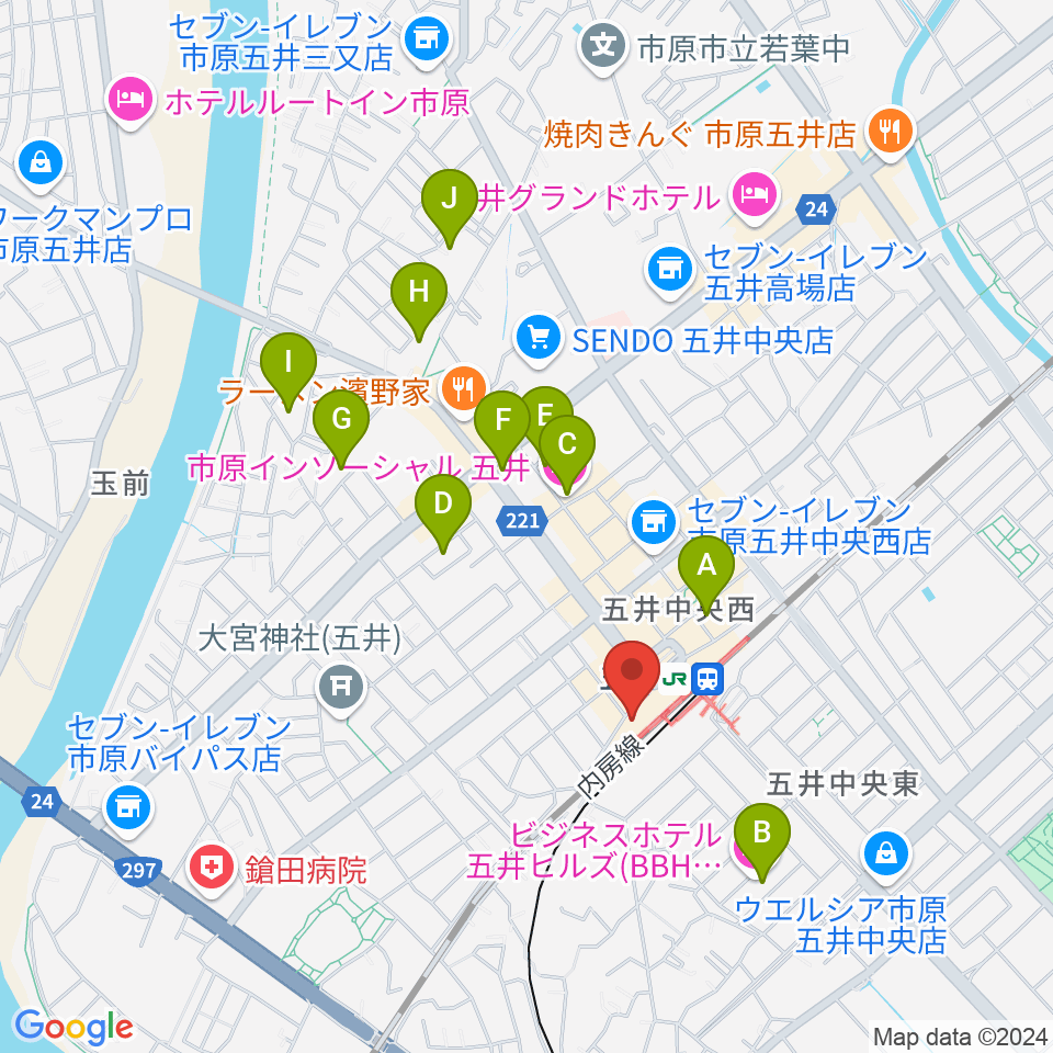 いちはらFM周辺のホテル一覧地図