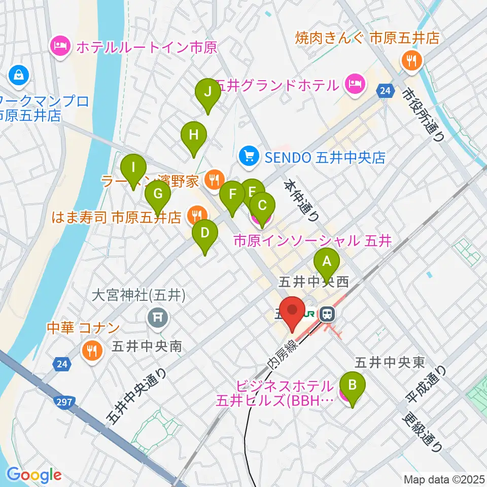 いちはらFM周辺のホテル一覧地図