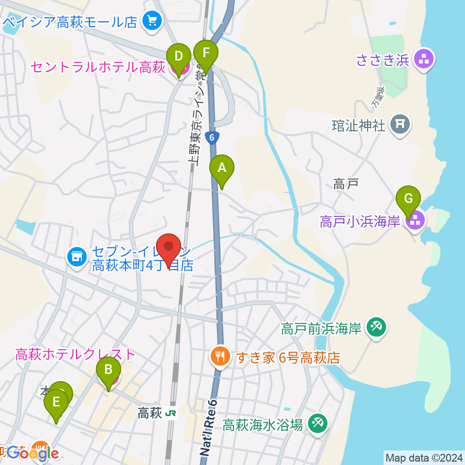 たかはぎFM周辺のホテル一覧地図