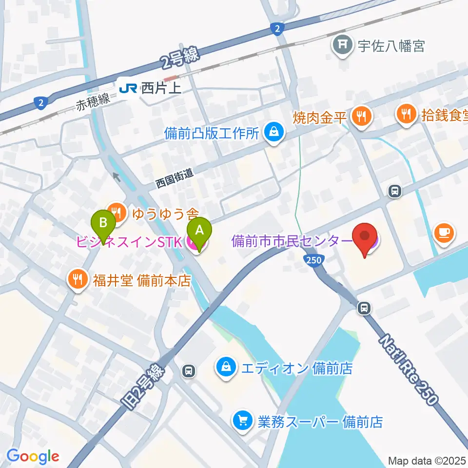 備前市市民センター周辺のホテル一覧地図