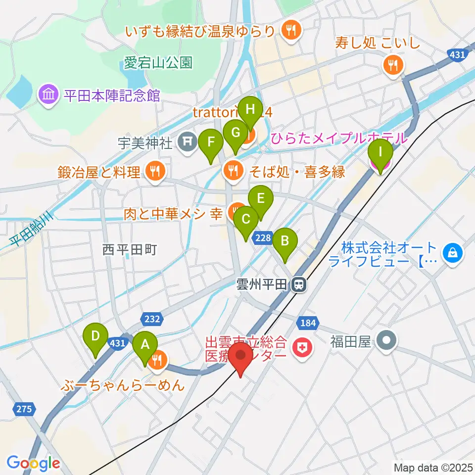 平田文化館周辺のホテル一覧地図