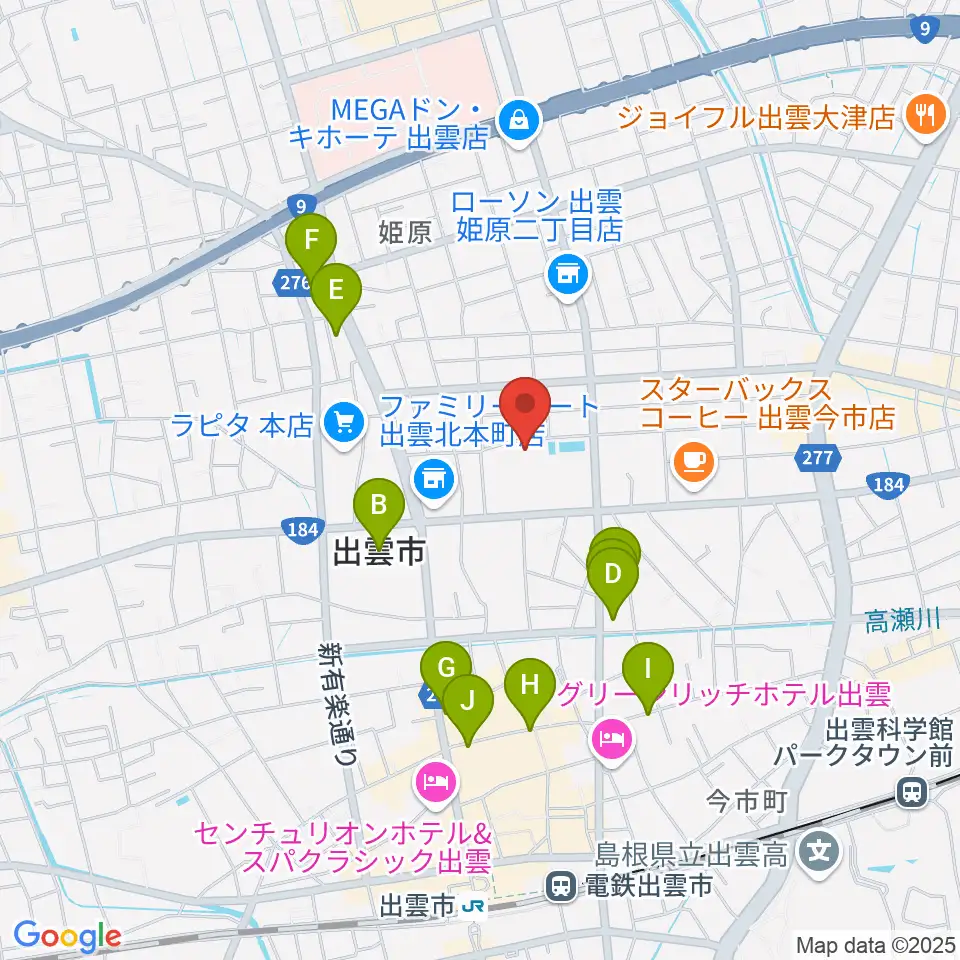 出雲芸術アカデミー音楽院周辺のホテル一覧地図