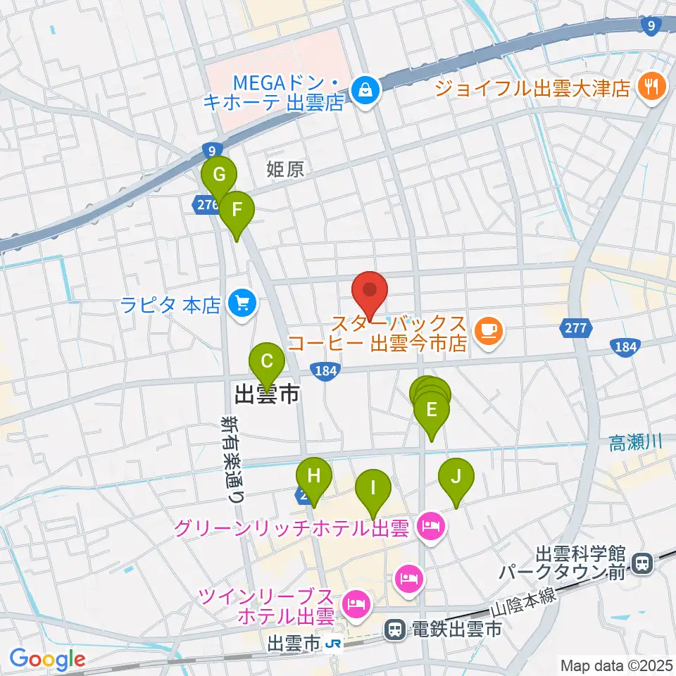 出雲芸術アカデミー音楽院周辺のホテル一覧地図