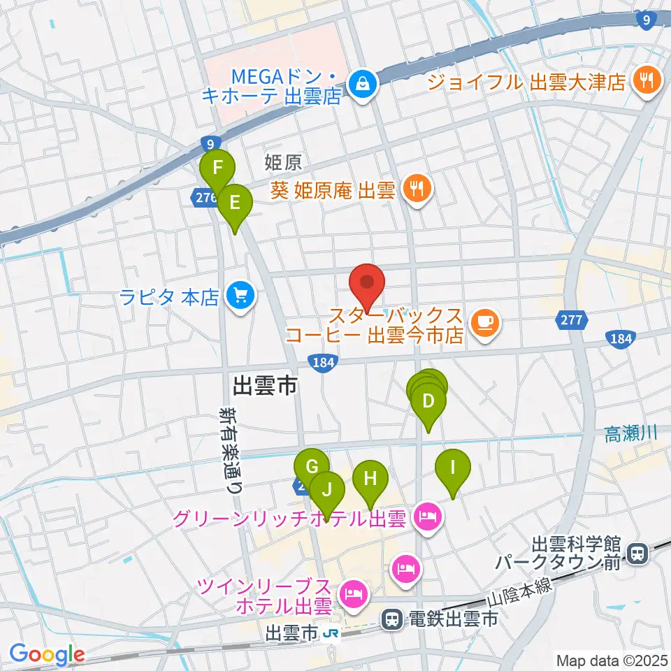 出雲芸術アカデミー音楽院周辺のホテル一覧地図