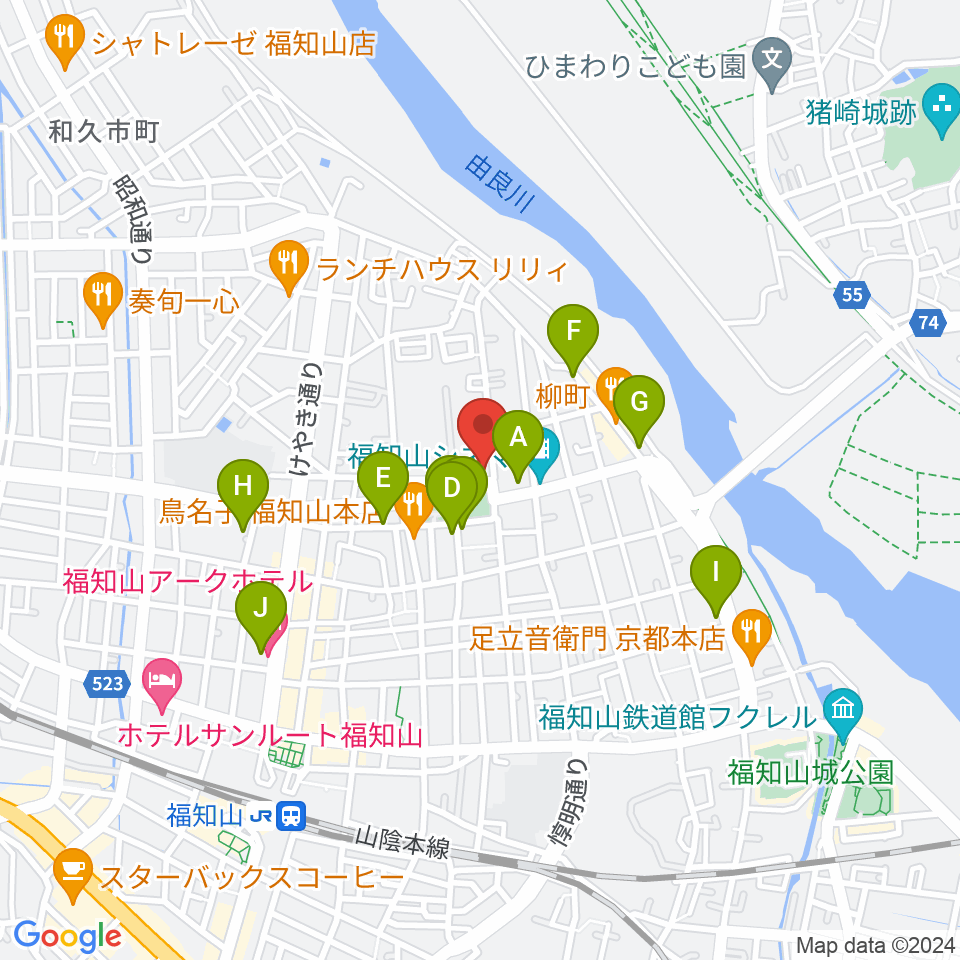 福知山市厚生会館周辺のホテル一覧地図
