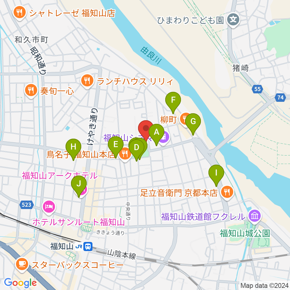 福知山市厚生会館周辺のホテル一覧地図