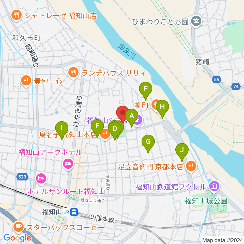 福知山市厚生会館周辺のホテル一覧地図