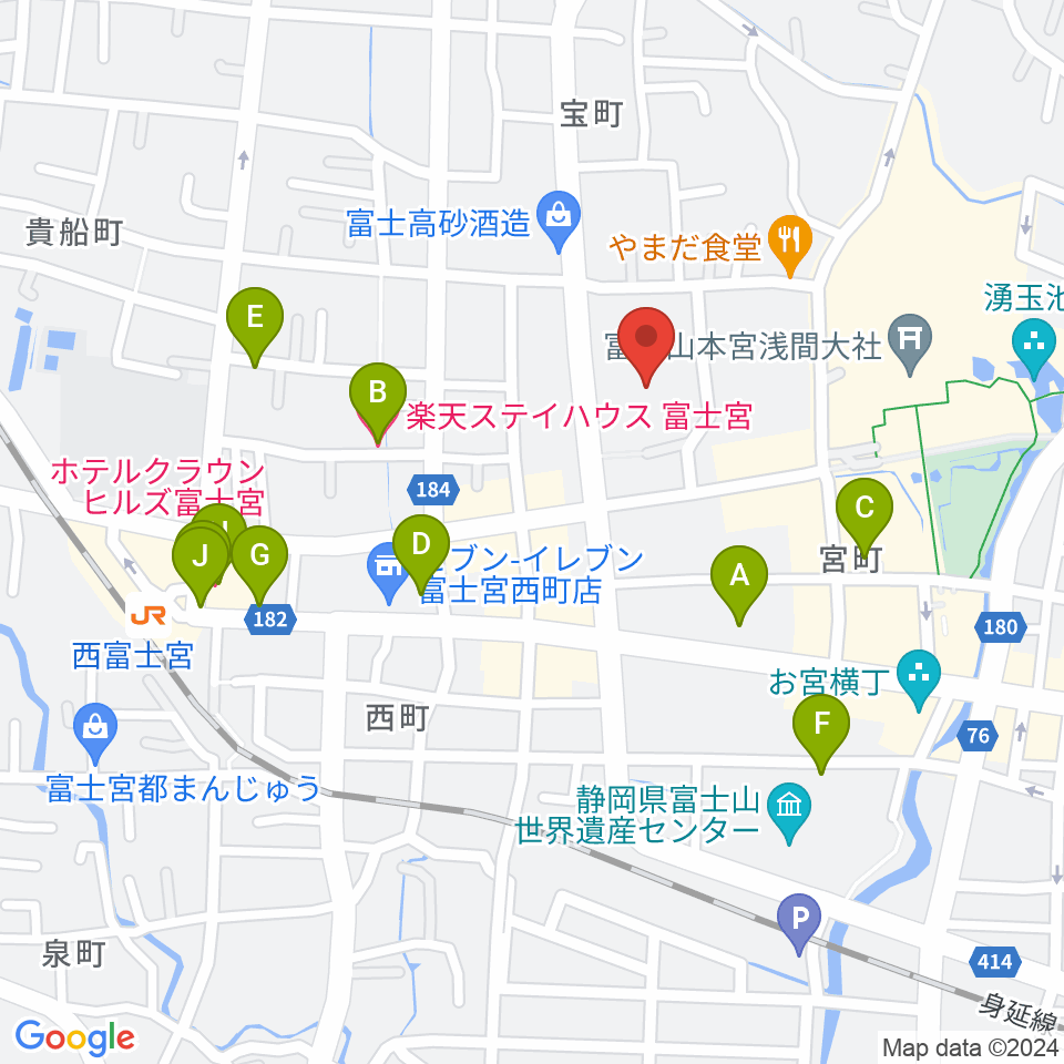 富士宮市民文化会館周辺のホテル一覧地図