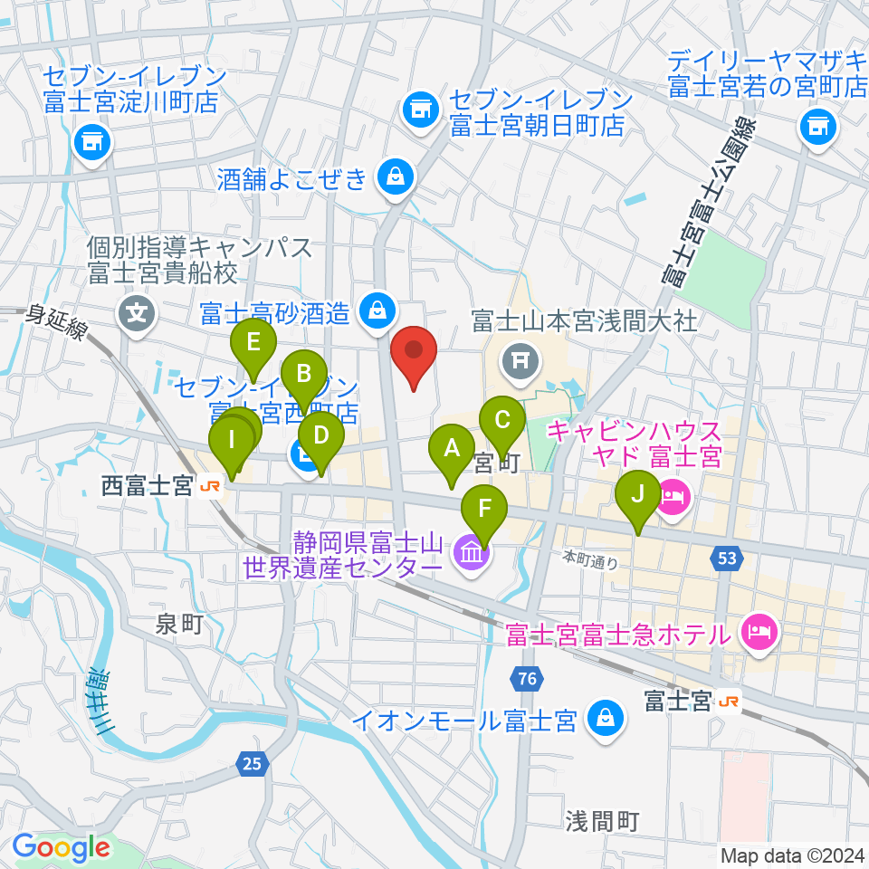 富士宮市民文化会館周辺のホテル一覧地図