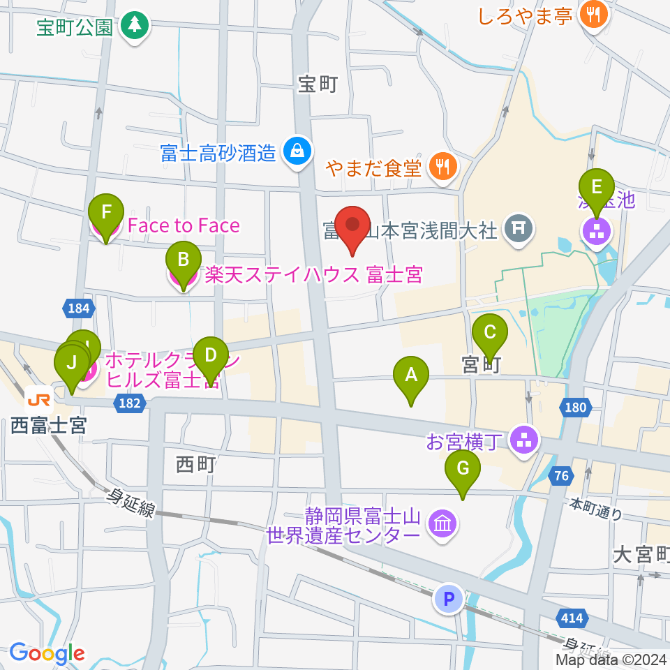 富士宮市民文化会館周辺のホテル一覧地図