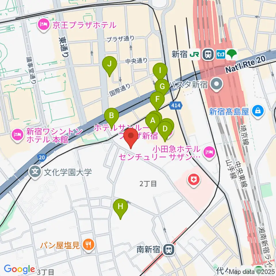 プーク人形劇場周辺のホテル一覧地図