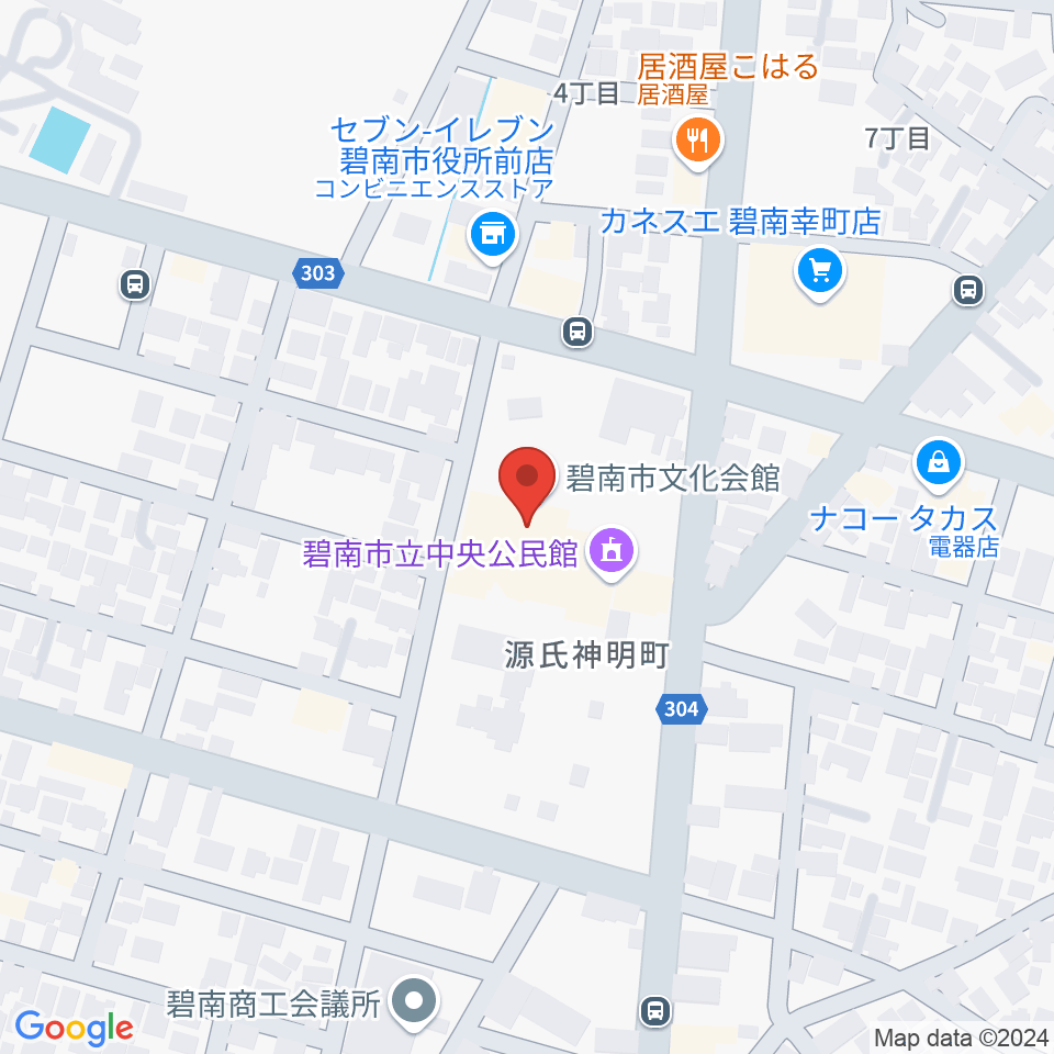 碧南市文化会館周辺のホテル一覧地図