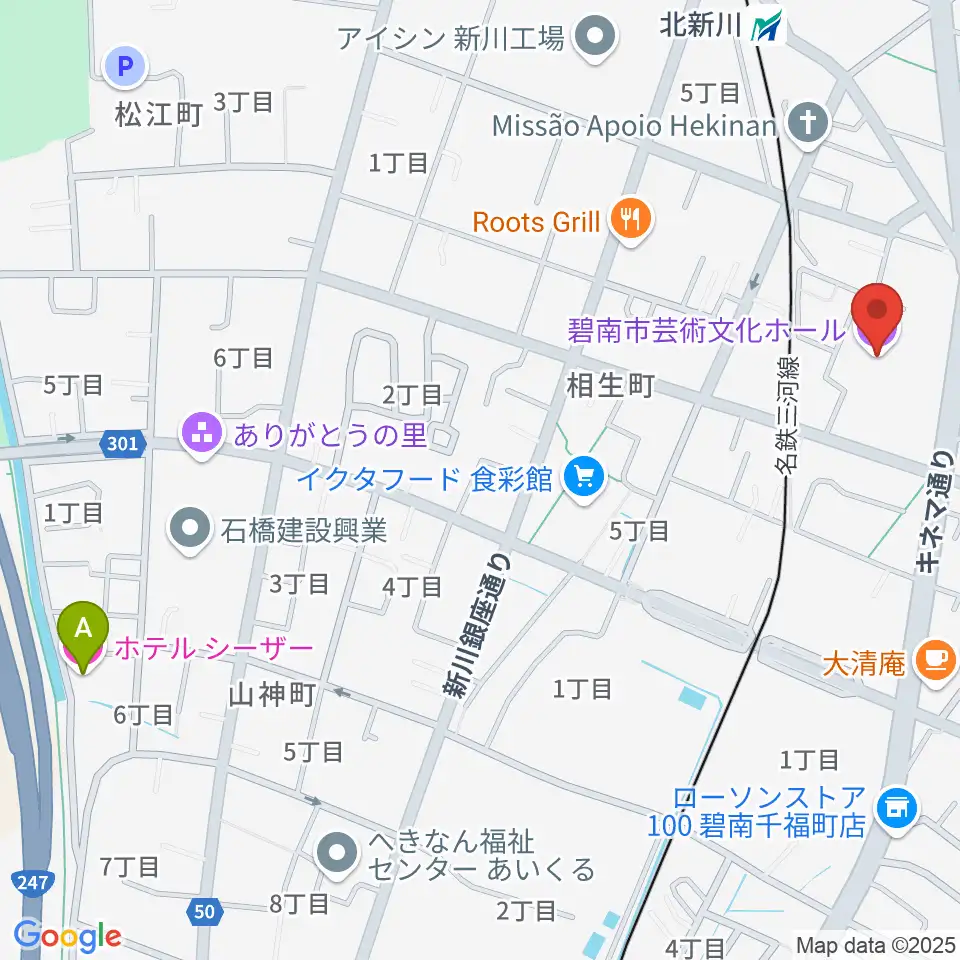 碧南市芸術文化ホール周辺のホテル一覧地図