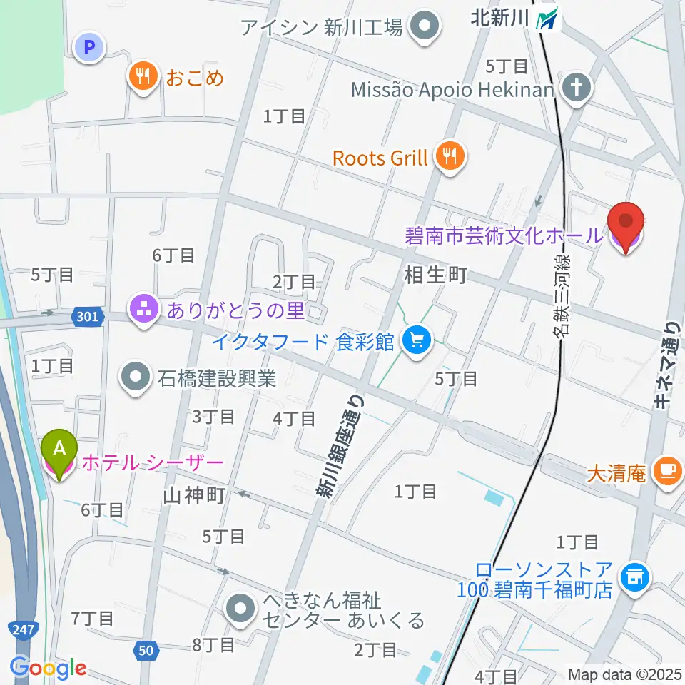 碧南市芸術文化ホール周辺のホテル一覧地図