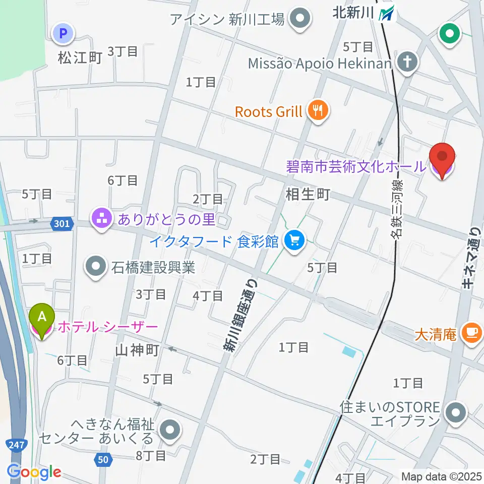碧南市芸術文化ホール周辺のホテル一覧地図