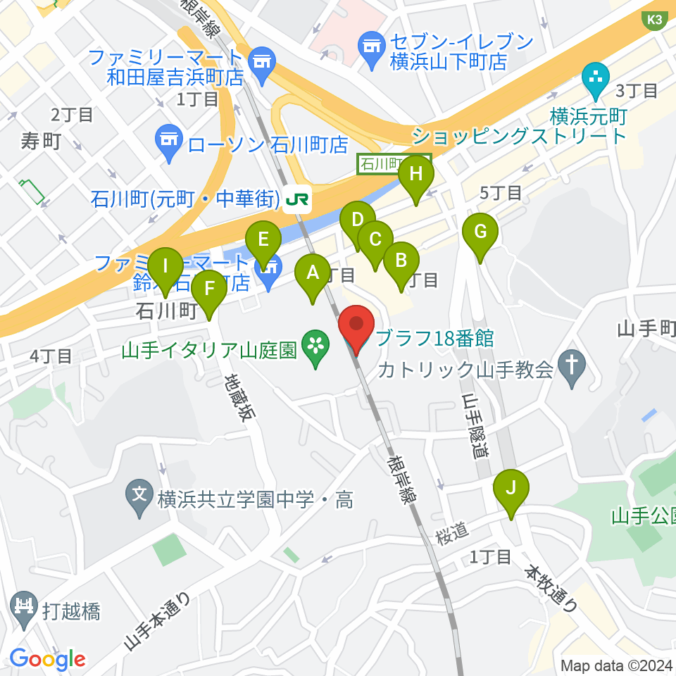 ブラフ18番館周辺のホテル一覧地図