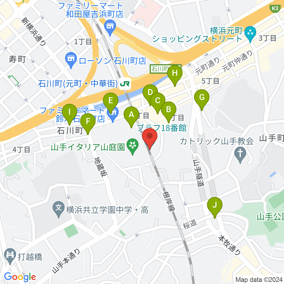 ブラフ18番館周辺のホテル一覧地図