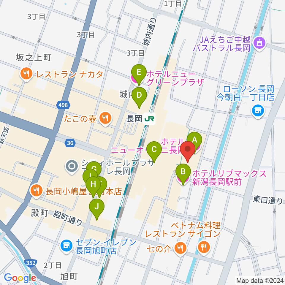 ホテルニューオータニ長岡NCホール周辺のホテル一覧地図