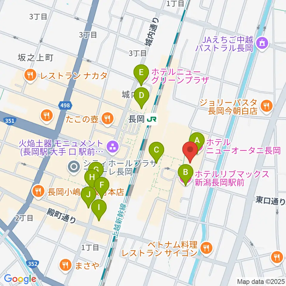 ホテルニューオータニ長岡NCホール周辺のホテル一覧地図