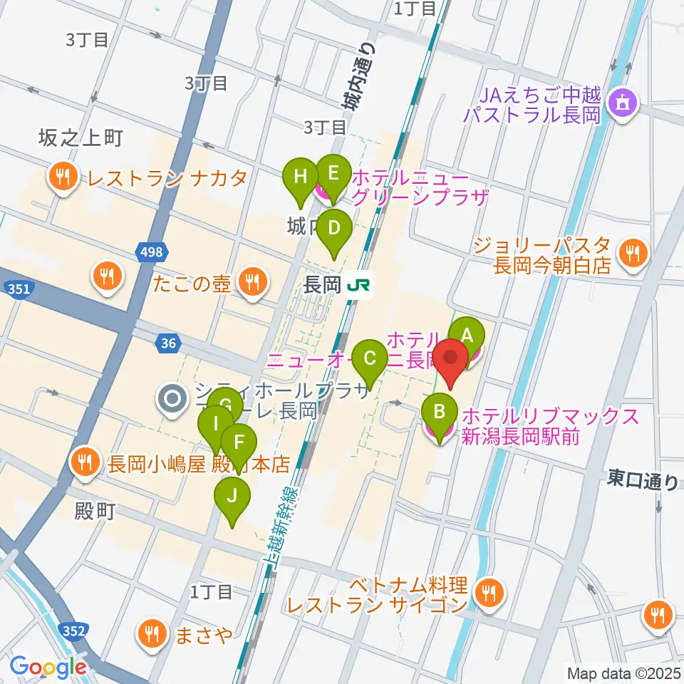 ホテルニューオータニ長岡NCホール周辺のホテル一覧地図