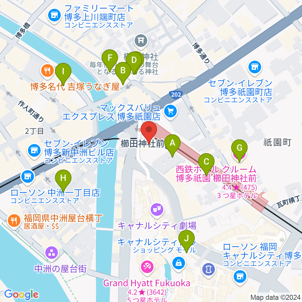 ぽんプラザホール周辺のホテル一覧地図