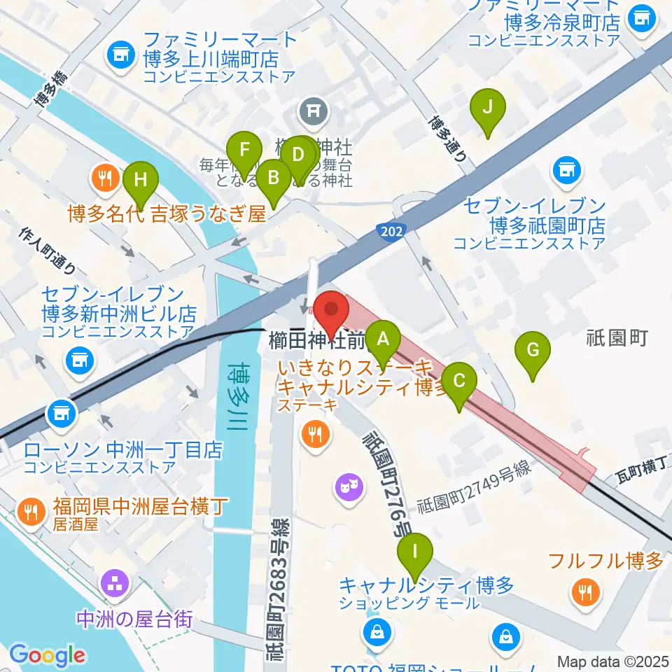 ぽんプラザホール周辺のホテル一覧地図