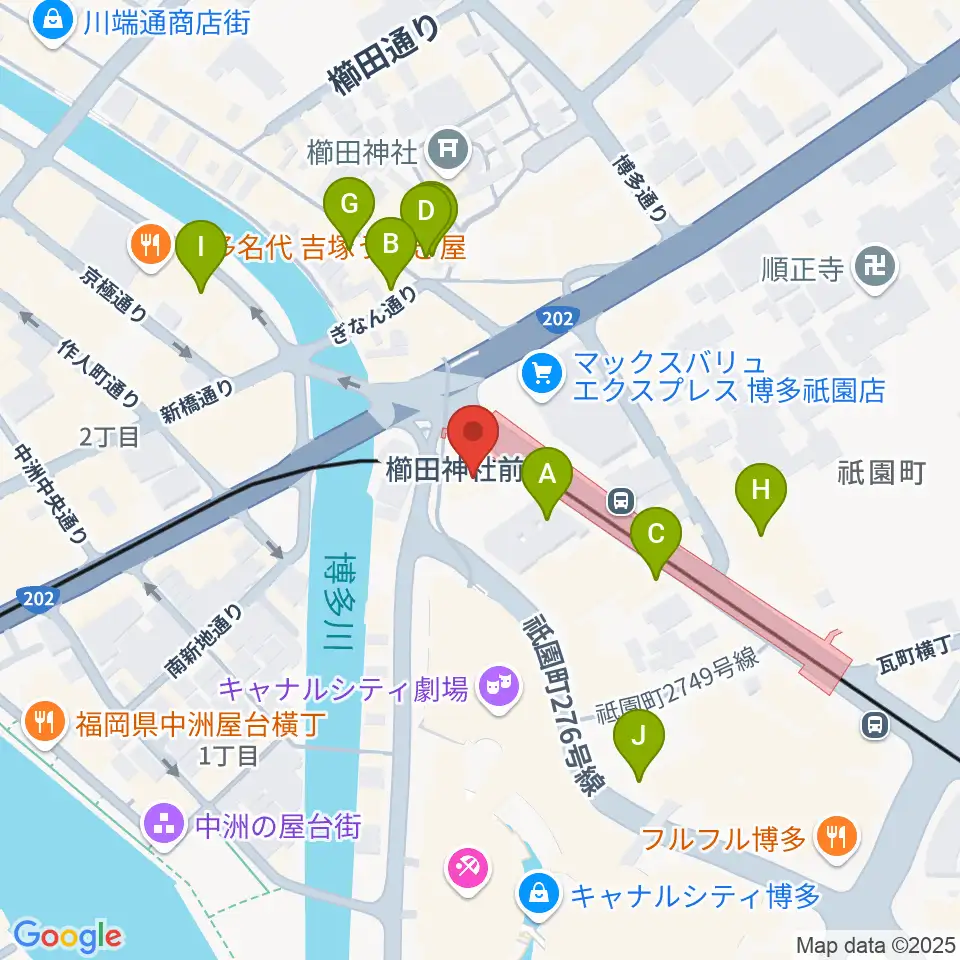 ぽんプラザホール周辺のホテル一覧地図