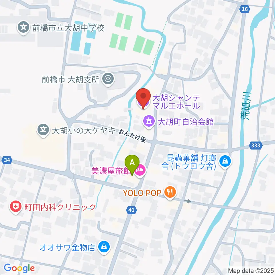 大胡シャンテ マルエホール周辺のホテル一覧地図