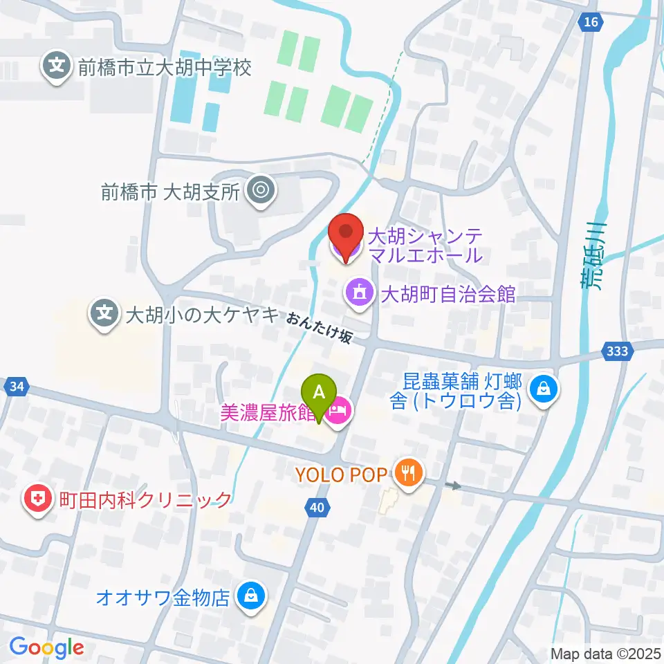 大胡シャンテ マルエホール周辺のホテル一覧地図