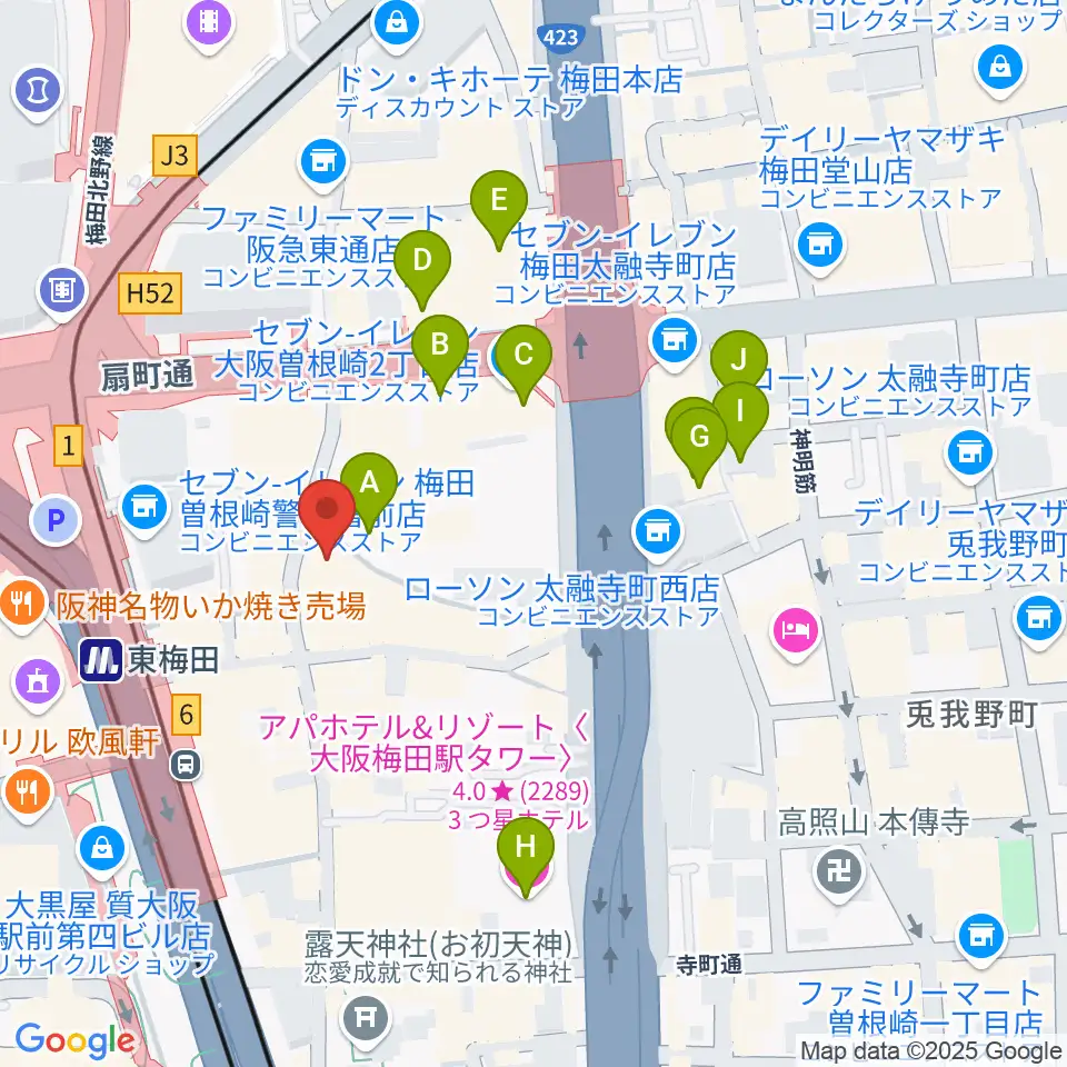 梅田アムホール周辺のホテル一覧地図