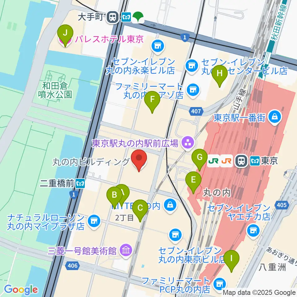 丸ビルホール周辺のホテル一覧地図