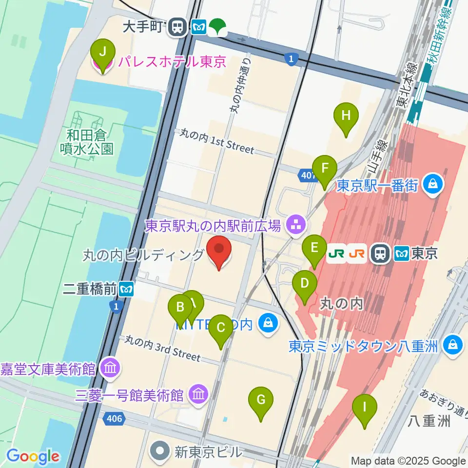 丸ビルホール周辺のホテル一覧地図