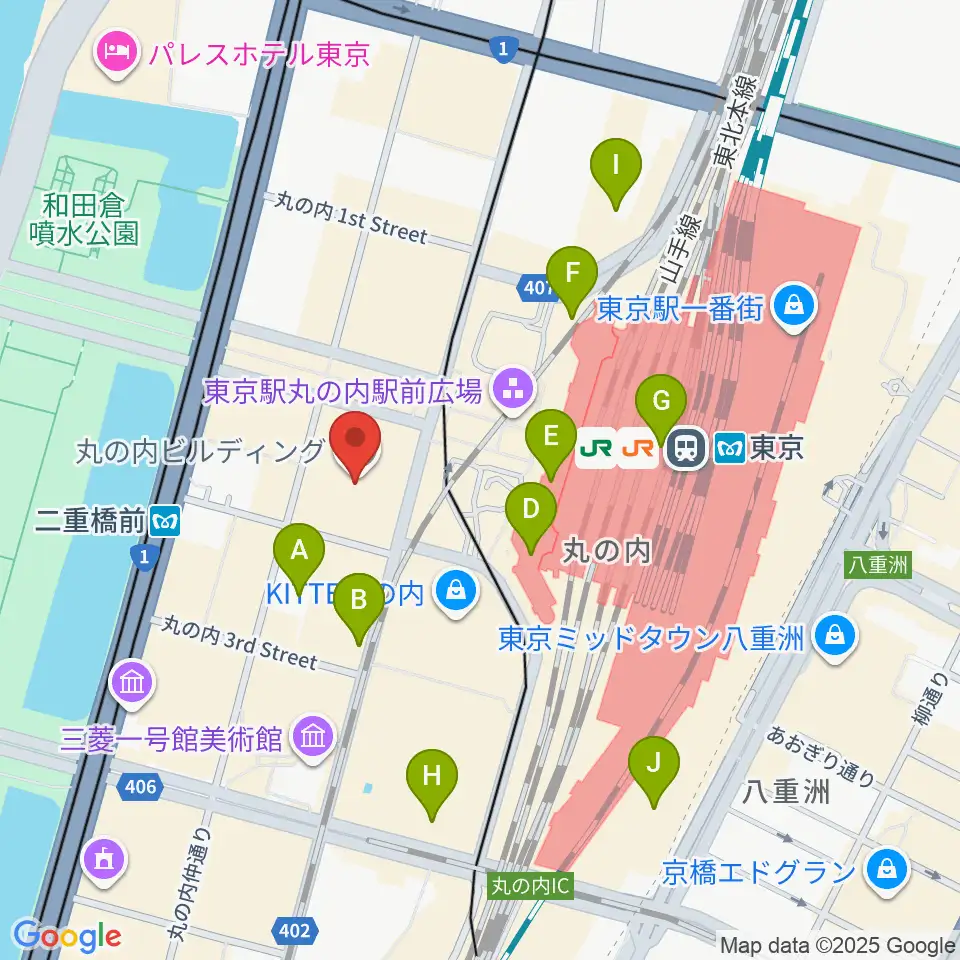 丸ビルホール周辺のホテル一覧地図