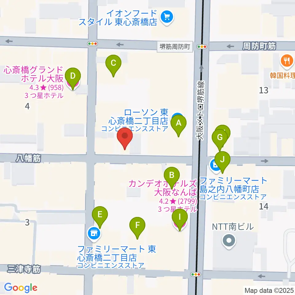 心斎橋soma周辺のホテル一覧地図